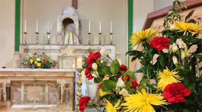 Flowers in the sanctuary